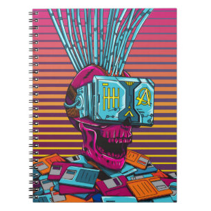 Carnet Cyber Skull Virtual Reality Cyberpunk disquette
