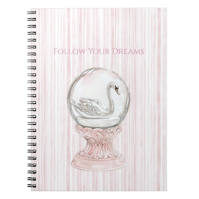 Carnet Cygne à rayures roses   (Devant)