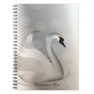 Carnet Cygne Beau Blanc & Argent Élégant Chic Personnalis