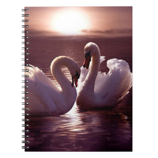 Carnet Cygnes affectueux formant un coeur (Devant)