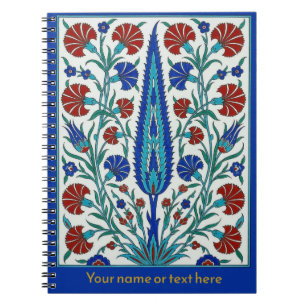 Carnet Cyprès et Œillet Botanique Majestueux d'Iznik