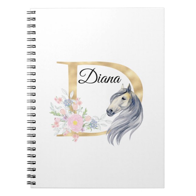 Carnet D lettre nom personnalisé monogramme avec cheval (Devant)