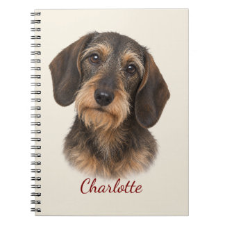Carnet Dachshund à poil dur personnalisé avec nom