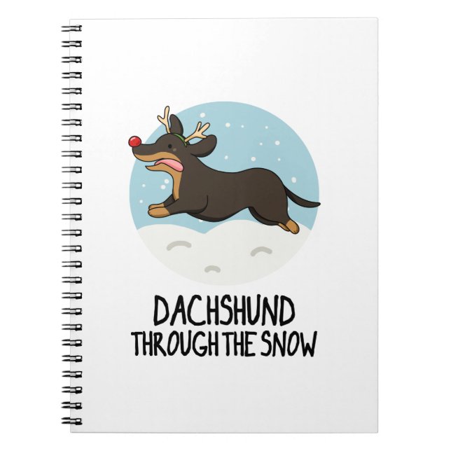 Carnet Dachshund À Travers Le Jeu De Noël De Neige Drôle (Devant)