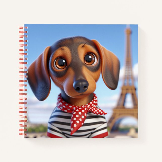 Carnet Dachshund and Eiffel Tower, by Natasha Us   (Devant)