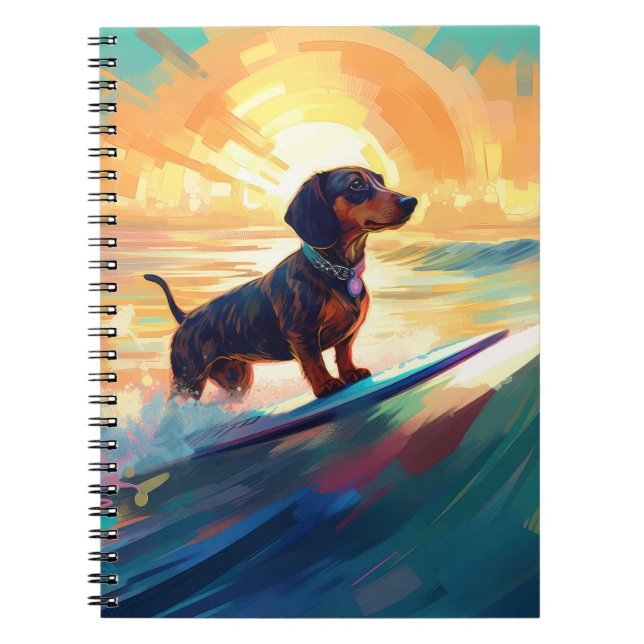 Carnet Dachshund Beach Surf Peinture (Devant)