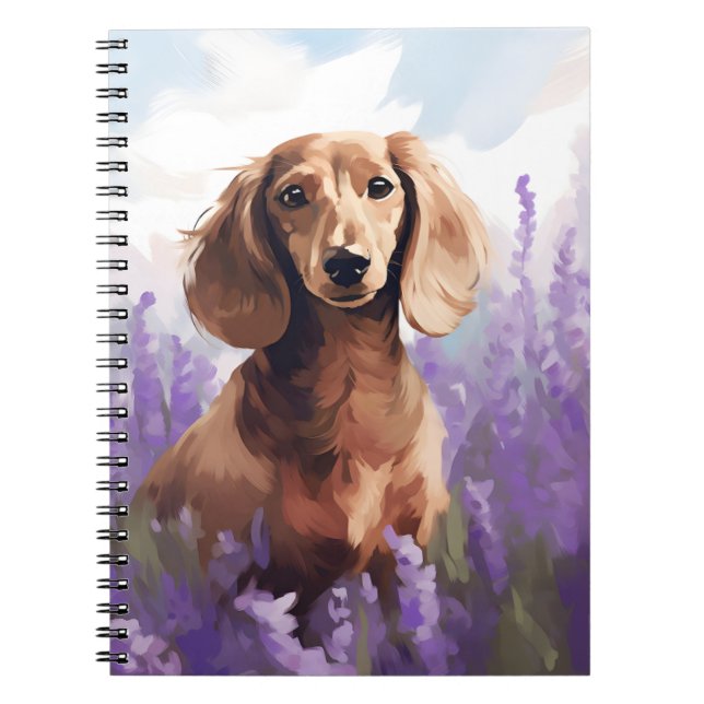 Carnet Dachshund dans le champ Lavender (Devant)