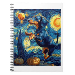 Carnet Dachshund de la nuit étoilée de van gogh halloween
