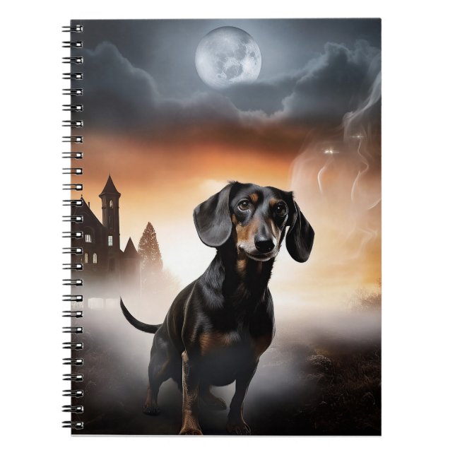 Carnet Dachshund Halloween effroi (Devant)