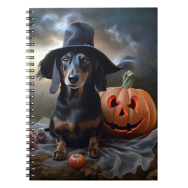 Carnet Dachshund Halloween effroi (Devant)