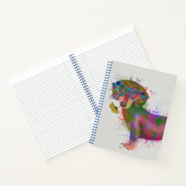 Carnet Dachshund & Lunettes Rainbow Splash (Intérieur)