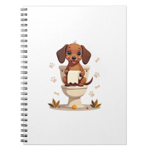 Carnet Dachshund Mignon Vintage sur Toilettes Dessin Anim