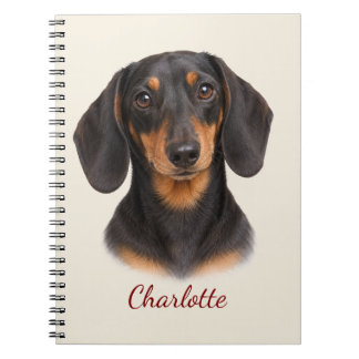 Carnet Dachshund noir et feu personnalisé avec nom