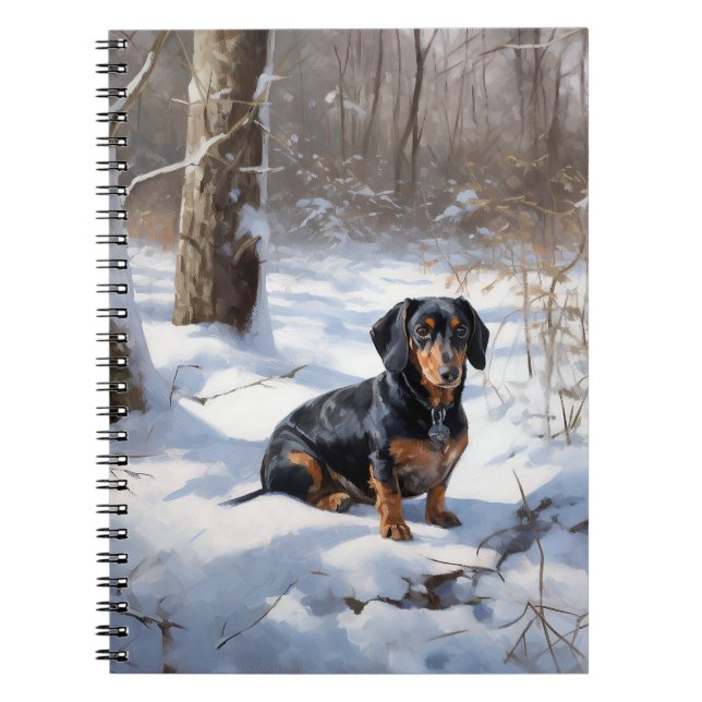 Carnet Dachshund Qu'Il Neige Noël (Devant)