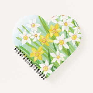 Carnet Daffodiles de printemps en forme de coeur
