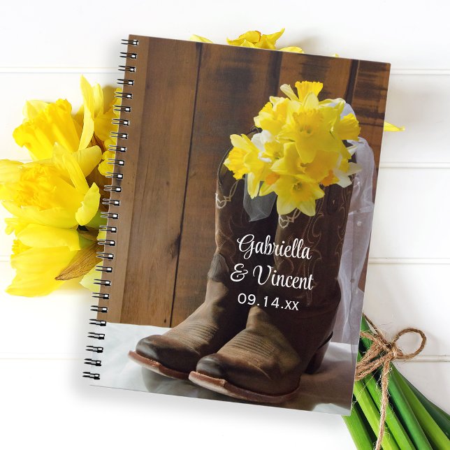 Carnet Daffodiles et Bottes de cowboy Pays Mariage de l'O (Créateur téléchargé)
