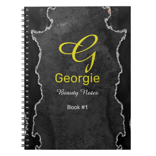 Carnet d'agate noir et argent (Devant)