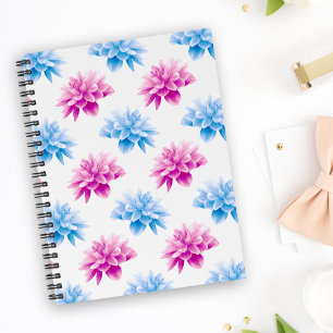 Carnet Dahlia rose, Dahlia bleu, Motif floral, Fleurs