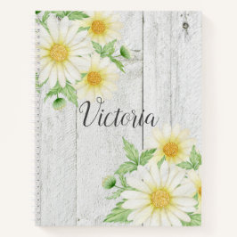 Carnet Daisies Floral Script personnalisé Rustique