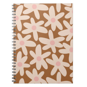 Carnet Daisy Time Cute Floral Pattern Brown et Blush