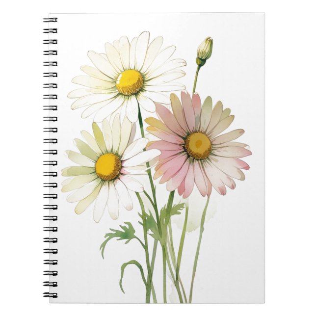 Carnet Daisy Watercolor Flower Moderne Professionnel (Devant)