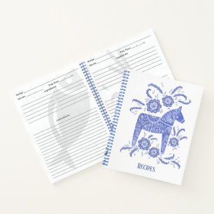 Carnet Dala suédois Cheval bleu Folk Art Recette