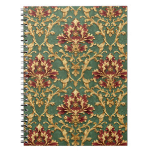 Carnet Damassé baroque or émeraude