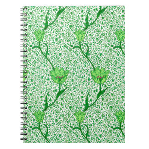 Carnet Damassé de tulipe de Nouveau d'art, vert vert