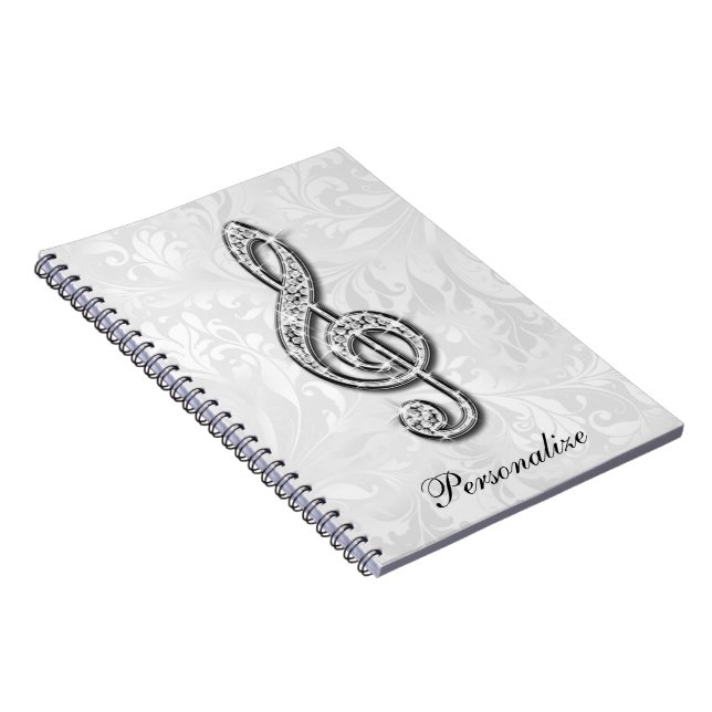 Carnet Damassé florale personnalisée de note de musique (Côté Droit)