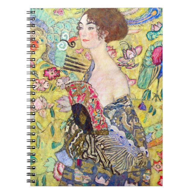 Carnet Dame avec ventilateur par Gustav Klimt, Japonisme  (Devant)