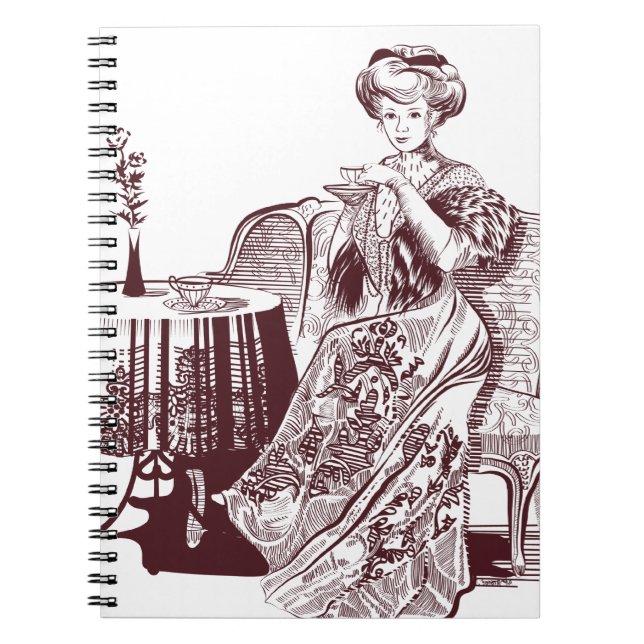 Carnet dame boit du thé (Devant)