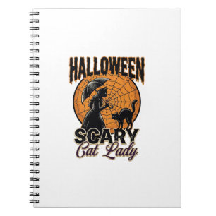 Carnet Dame de chat effrayante Halloween Sorcière Web Vin