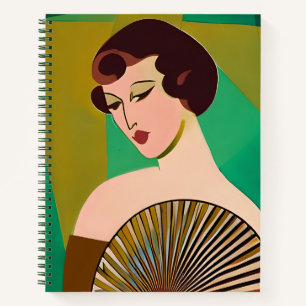 Carnet Dame moderne Art déco avec un ventilateur