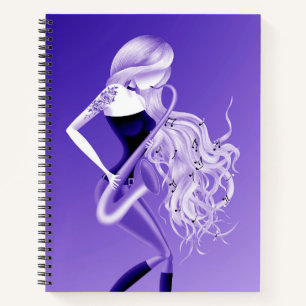 Carnet Dame Musicienne Saxophoniste Bluebell