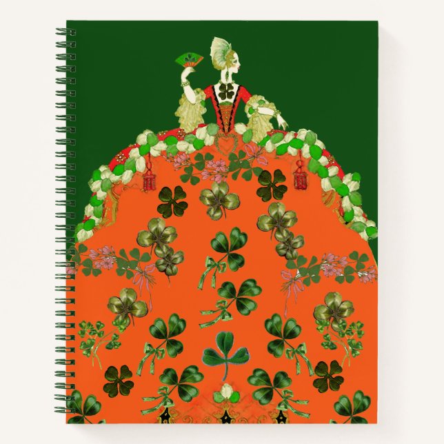 Carnet DAME ORANGE ET SHAMROCK St. Patricks Day Green (Devant)