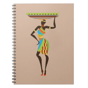 Carnet Dame tribale africaine avec l'art tribal corbeille