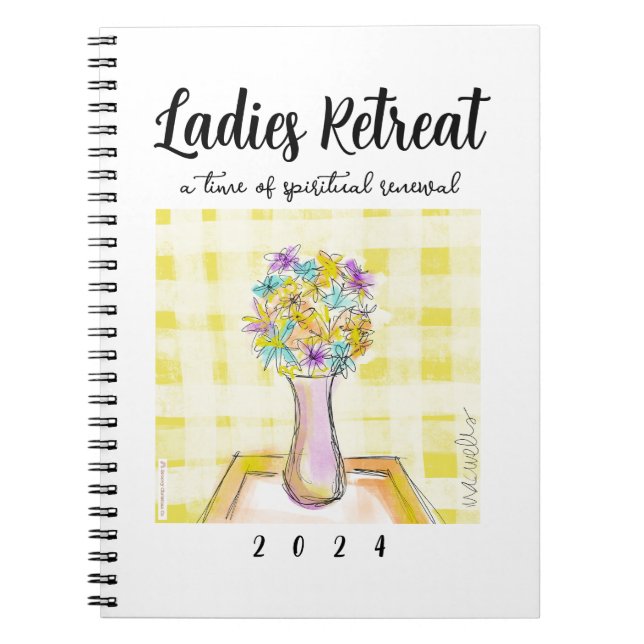 Carnet Dames Retraite design avec Fleurs sur une table (Devant)
