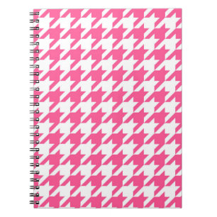 Carnet Damier pied-de-poule rose et blanc