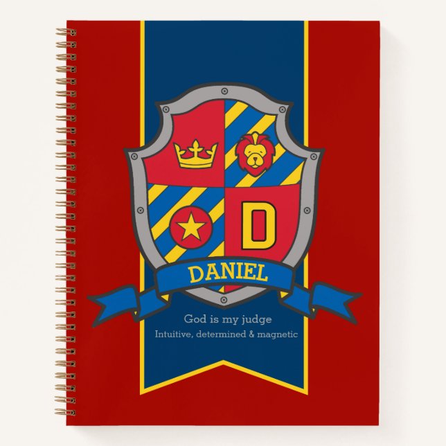 Carnet Daniel nom signifie crête rouge bleu (Devant)