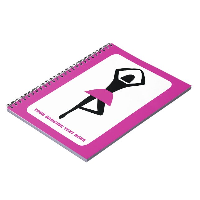 Carnet Danse ballerine noir, couleur rose chaud (Côté gauche)