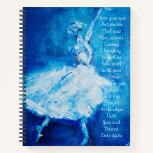 Carnet Danseur en bleu et blanc avec une poésie inspiran