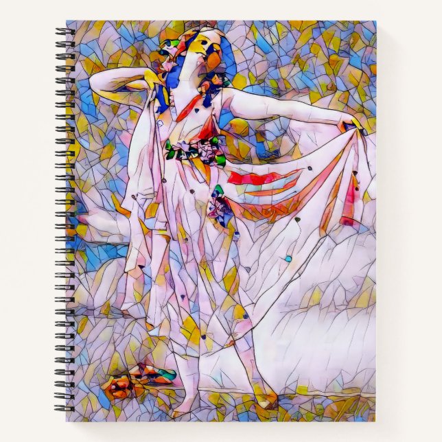 Carnet Danseur en verre tendu en robe de souffle (Devant)