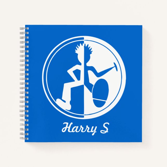 Carnet Danseuse funky blanc sur bleu graphique personnali (Devant)