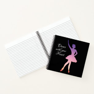 Carnet Dansez avec votre coeur ballerine silhouette bloc-
