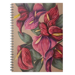 Carnet d'anthurium rouge et rose