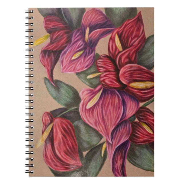 Carnet d'anthurium rouge et rose (Devant)
