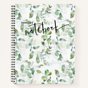 Carnet d'aquarelle de feuillage végétal vert