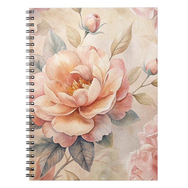 Carnet d'aquarelle florale de teint délicat (Devant)