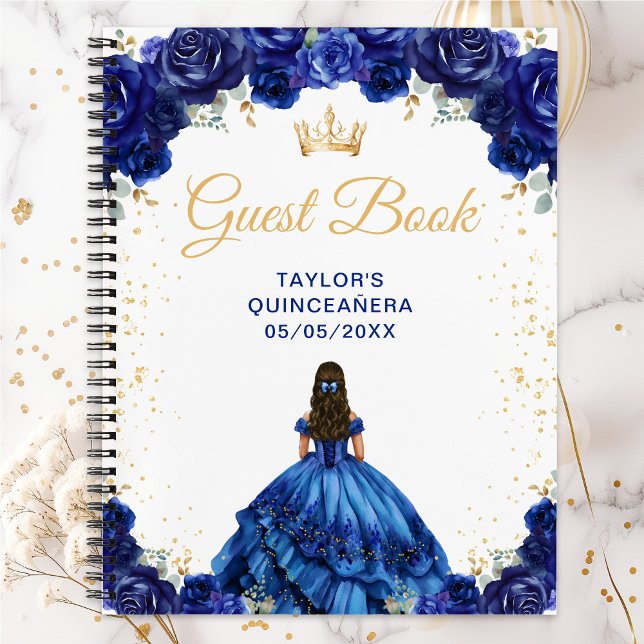 Carnet Dark Blue Princess Quinceañera Guest Book (Créateur téléchargé)