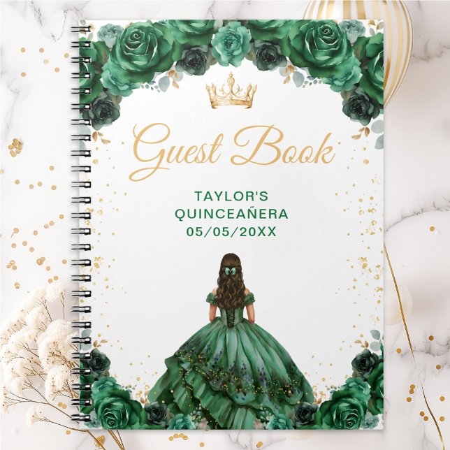 Carnet Dark Green Princess Quinceañera Guest Book (Créateur téléchargé)